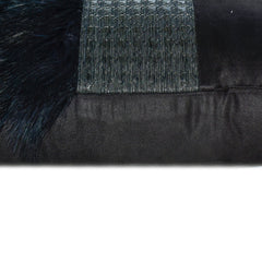 Wicked Black - Black Faux Leather & Suede Halloween Lumbar Pillow Cover