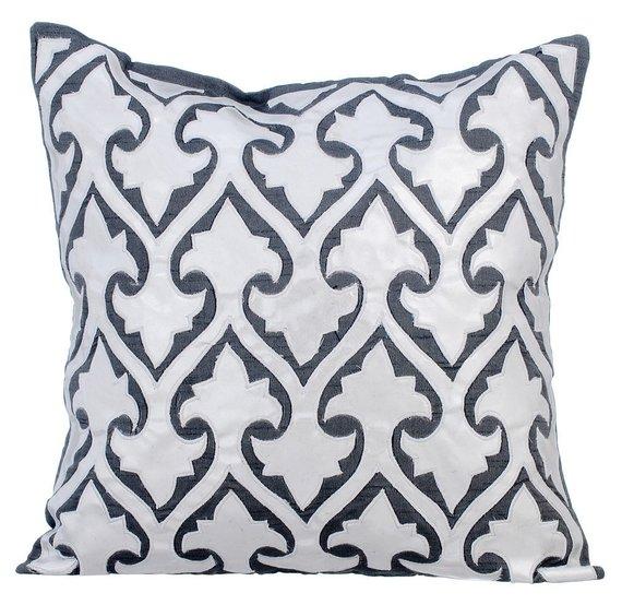 Aathma - Gray Faux Leather Decorative Euro Sham