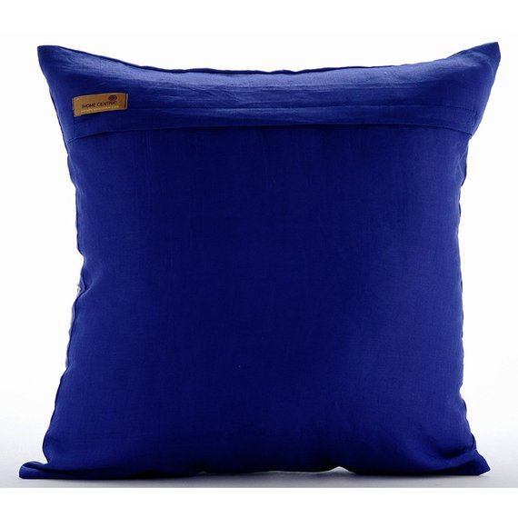 Along The Shore - Royal Blue Cotton Linen Decorative Euro Sham