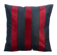 Alternating Silver - Gray Faux Leather Throw Pillow Cover