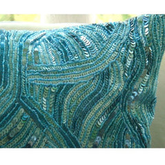 Aqua Infinity - Aqua Blue Art Silk Throw Pillow Cover