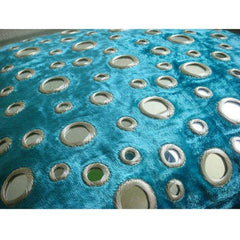 Aqua Reflections - Turquoise Blue Velvet Decorative Euro Sham