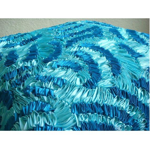 Aqua Ripples Waves Decorative Euro Sham