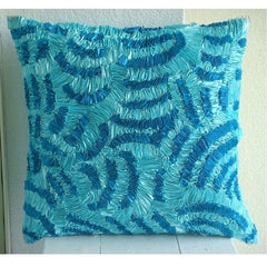 Aqua Ripples Ribbon Decorative Euro Sham