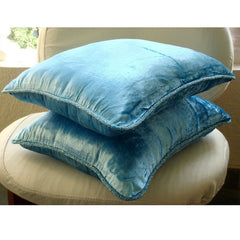 Aqua Shimmer - Aqua Blue Velvet Throw Pillow Cover