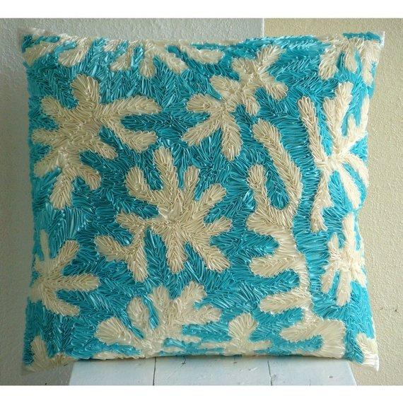 Aquamarine Corals Seaweed Decorative Euro Sham
