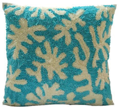 Aquamarine Corals Blue Decorative Euro Sham