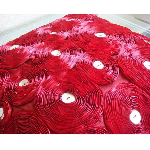 Bed Of Roses - Red Art Silk Throw Pillow Cover