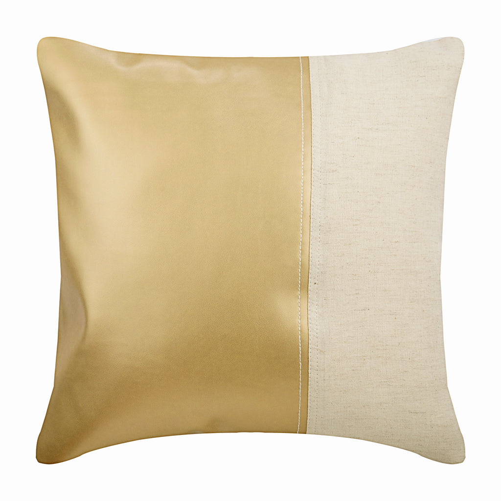 Matte Gold Faux Leather Throw Pillow Cover, Better Half Matte Gold