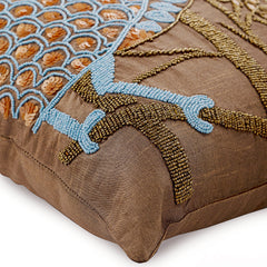 Birdy Paradise - Brown Art Silk Decorative Euro Sham