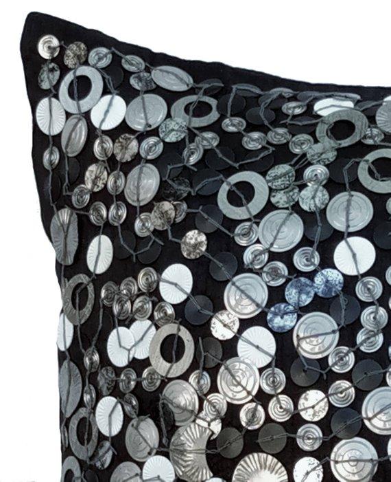 Black Night Beaded Euro Sham