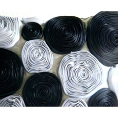 Black Rose - Black & Silver Art Silk Halloween Throw Pillow Cover