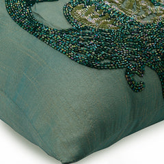 Peacock Glam Silk Throw Pillow Cover