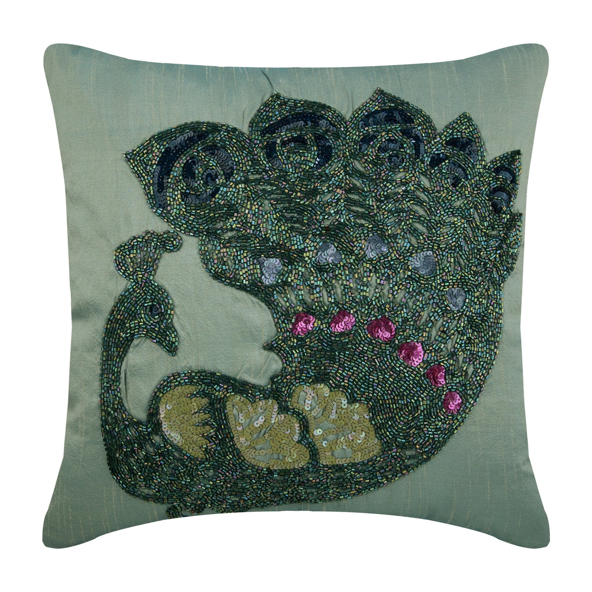 Peacock Glam Blue Euro Sham Cover