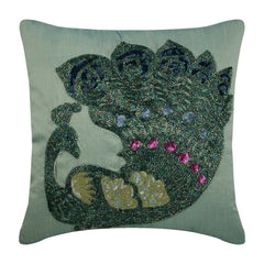 Peacock Glam Blue Euro Sham Cover