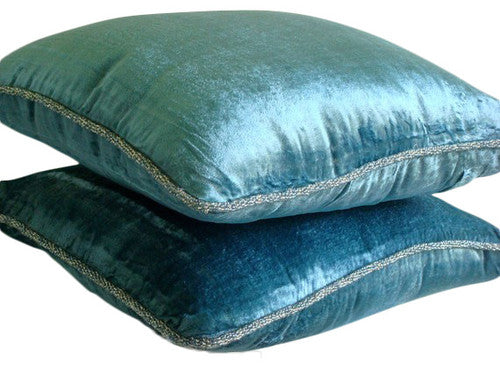 Royal Peacock Green Shimmer - Royal Peacock Green Velvet Throw Pillow Cover