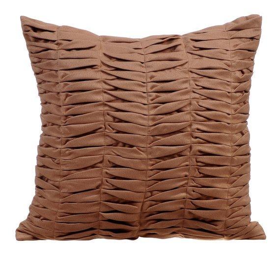 Brown Wind Folds - Brown Faux Suede Decorative Euro Sham