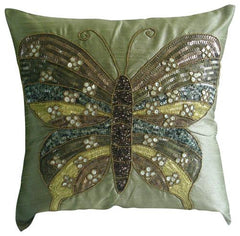 Butterfly Love - Pink Art Silk Decorative Euro Sham