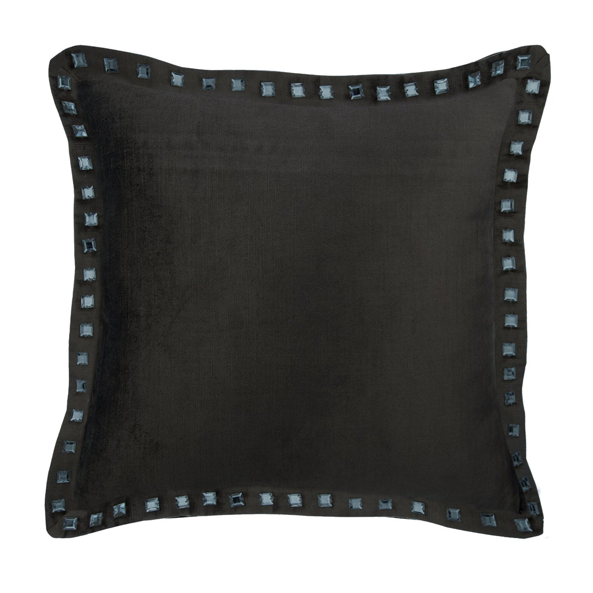 Charcoal Crystal Palace - Charcoal Gray Velvet Decorative Euro Sham