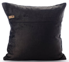 Charcoal Onyx - Charcoal Gray Velvet Decorative Euro Sham