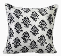 Classic Black Damask - White Velvet Decorative Euro Sham