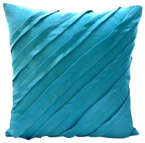 Contemporary Turquoise - Turquoise Blue Faux Suede Decorative Euro Sham