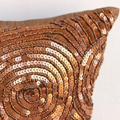 Copper Swirls - Copper Orange Art Silk Decorative Euro Sham