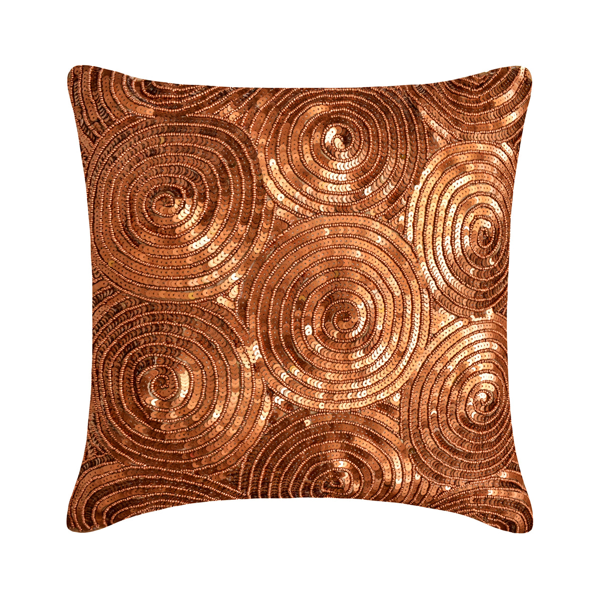 Copper Swirls - Copper Orange Art Silk Decorative Euro Sham