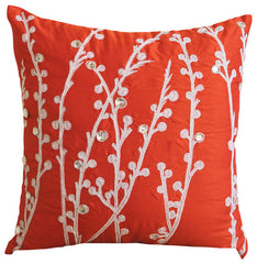 Coral Orange Willow Pillow Cover
