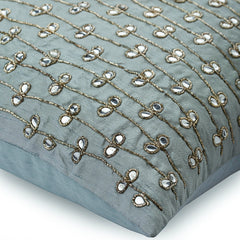 Crystal Buttercups - Light Blue Art Silk Decorative Euro Sham