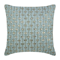 Crystal Buttercups - Light Blue Art Silk Decorative Euro Sham