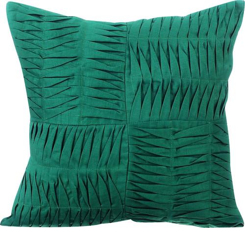 Dark Green Pintuck Block Dark Green Cotton Linen Decorative Euro Sham