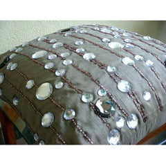 Diamond Strings Beaded Throw Pillow Cover