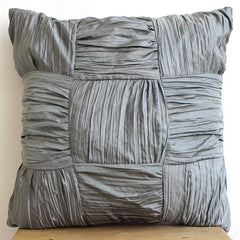 Dreamy Silver Gray - Gray Crushed Art Silk Throw Pillow Cover