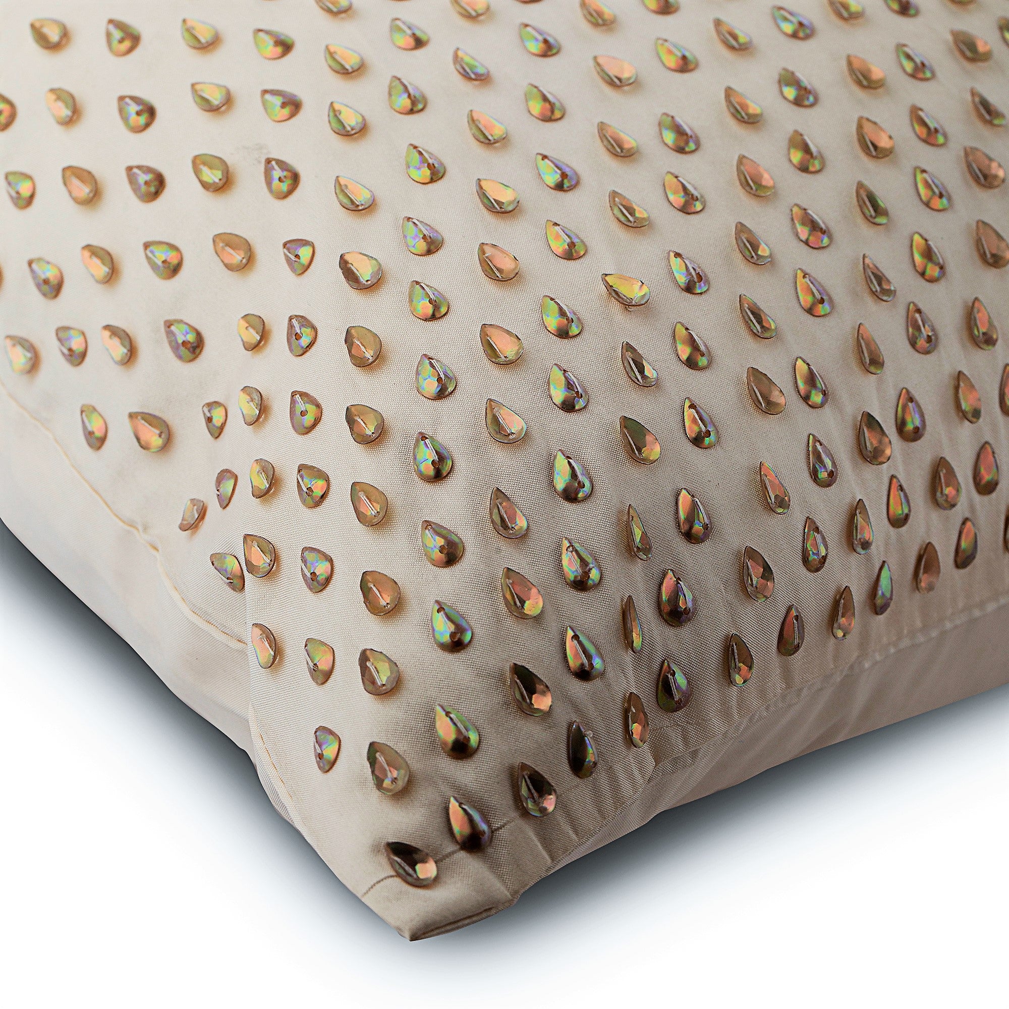 Drop Of Gold - Cream Taffeta Throw Pillow Cover