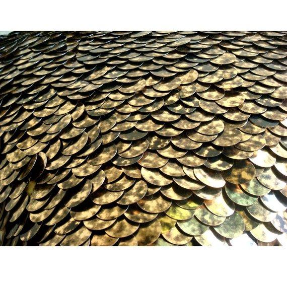 Exotic Gold N Black Scales Sequins Decorative Euro Sham