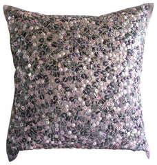 Antique Silver Treasure - Teal Blue Art Silk Decorative Euro Sham
