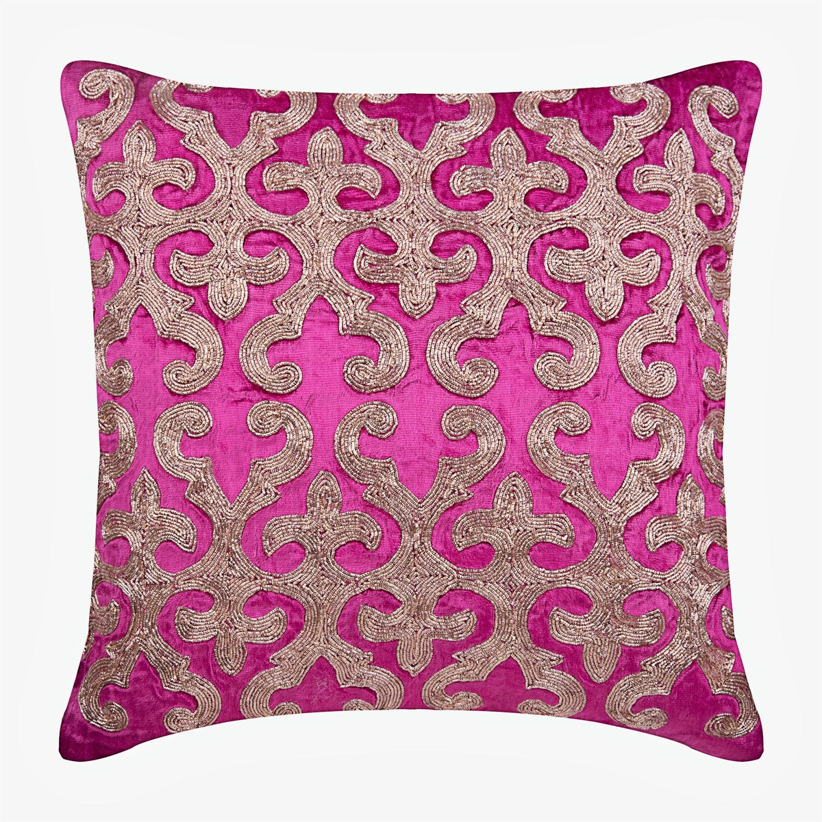 Flaming Fuchsia - Pink Velvet Decorative Euro Sham