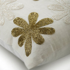 Floral Geisha - Ivory Linen Throw Pillow Cover