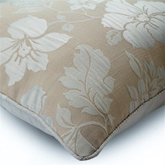 Floral Lady - Beige Jacquard Silk Throw Pillow Cover