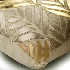 Foil Maple - Gold Faux Leather Throw Pillow Cover