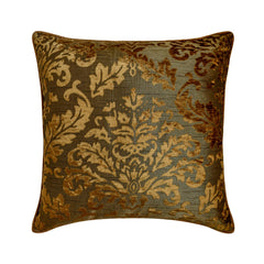 Folding Flames - Olive Green Velvet Throw Pillow Cover