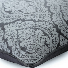 Frosted Damask - Gray Jacquard Silk Decorative Euro Sham