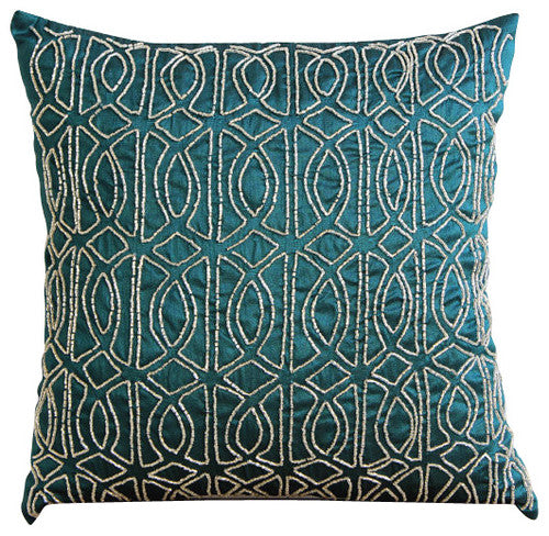 Geometric Royal Peacock Green Pillow Cover