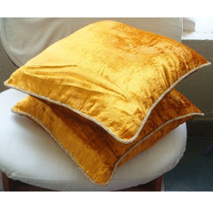 Glorious Flame - Gold Velvet Throw Pillow Cover