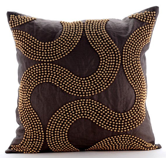 Gold Bead Trail Pillow Cover