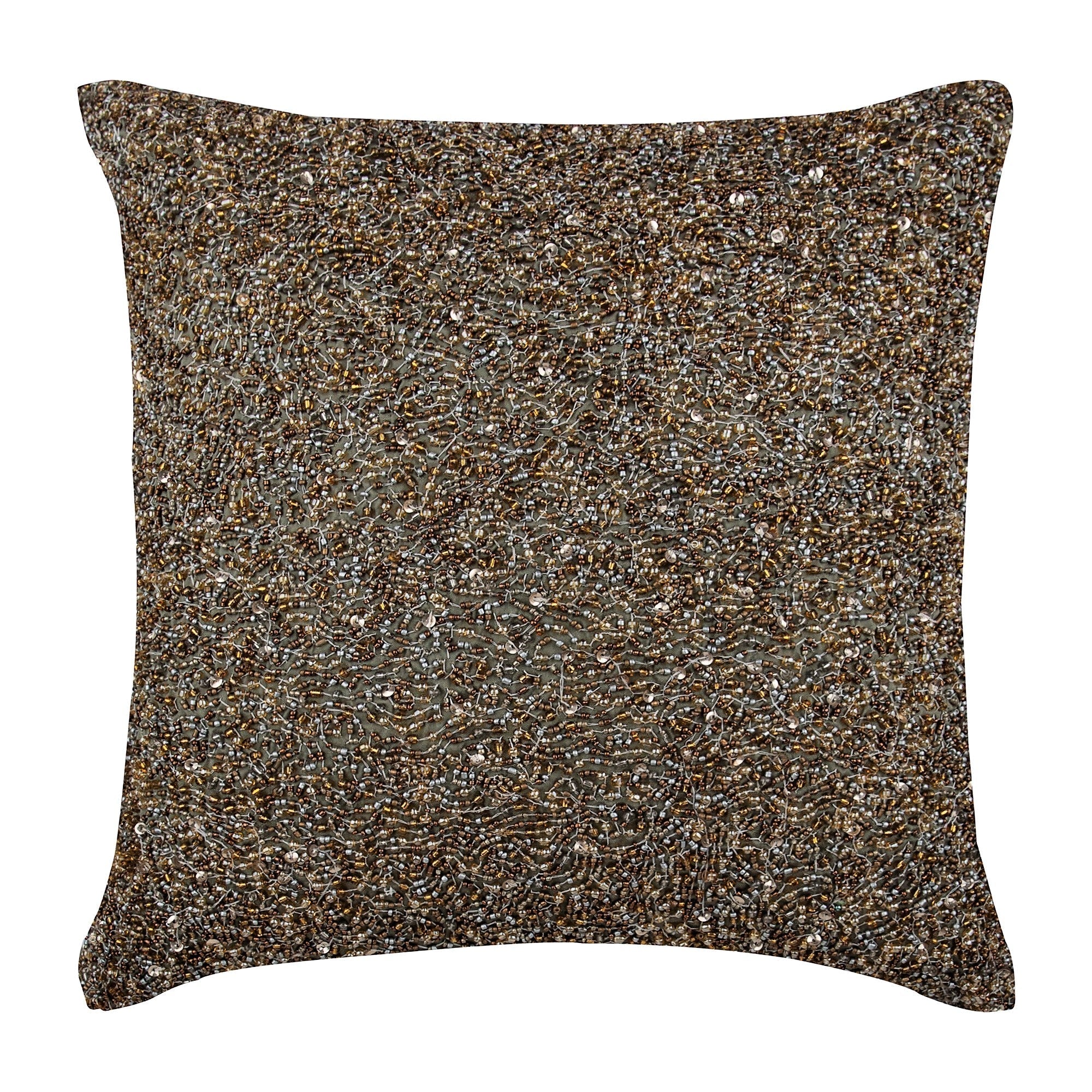 Gold Becomes Silver Beaded Throw Pillow Cover