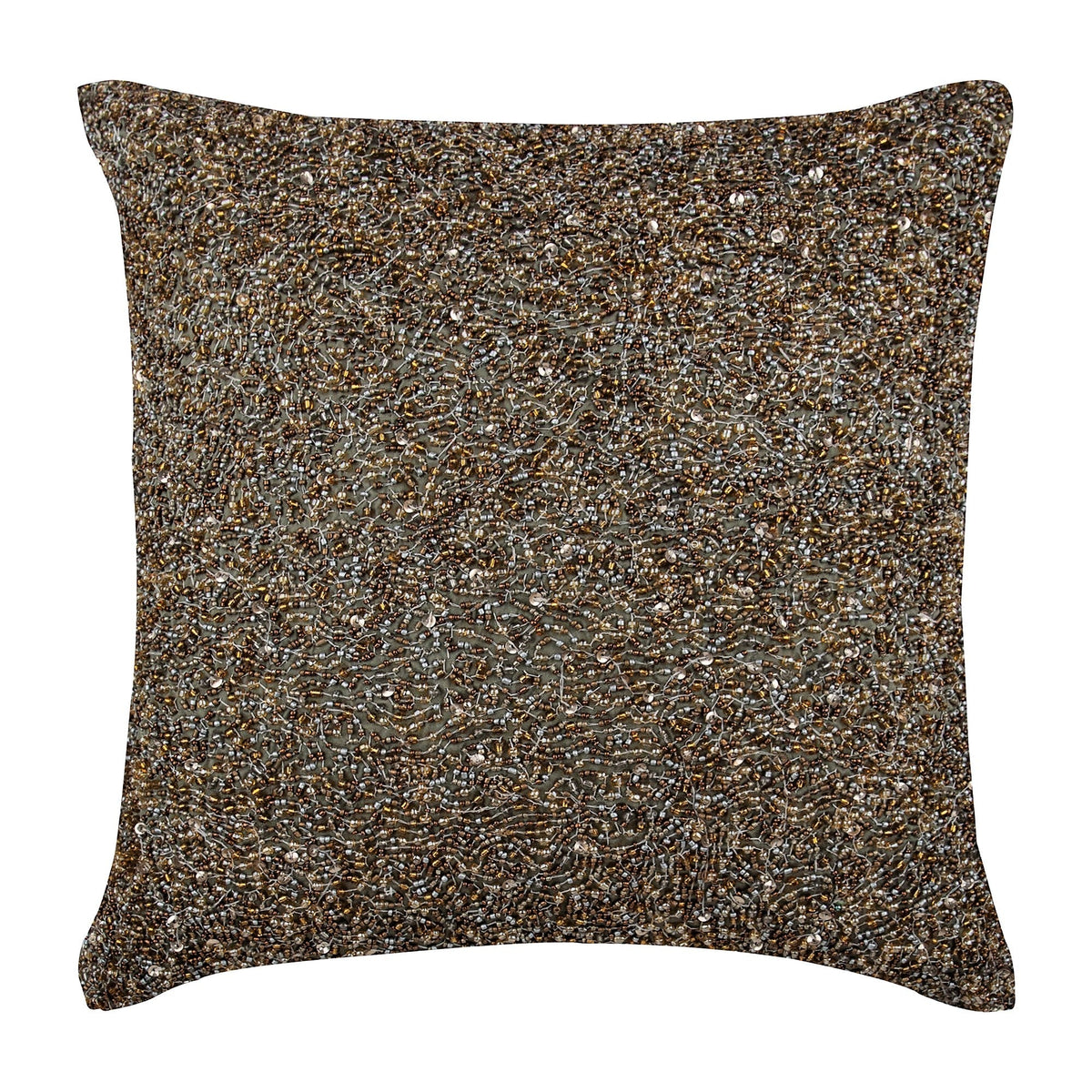 Gold Becomes Silver Beaded Throw Pillow Cover