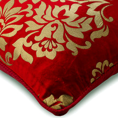 Gold Charming - Red Velvet Throw Pillow Cover
