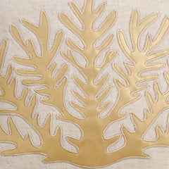 Gold Sea Weeds - Natural Beige Cotton Linen Throw Pillow Cover